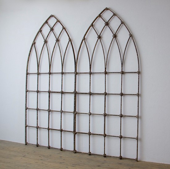 A pair of C19th iron window frames