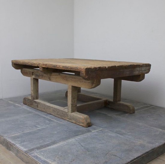 A large, primitive C19th work table