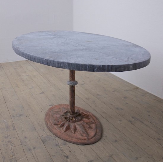 An ellipse shaped garden table