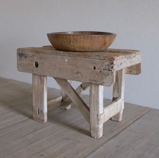 An oversized wooden bowl