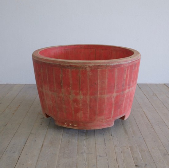 A large wooden tub