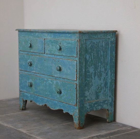 A C19th painted oak chest of drawers