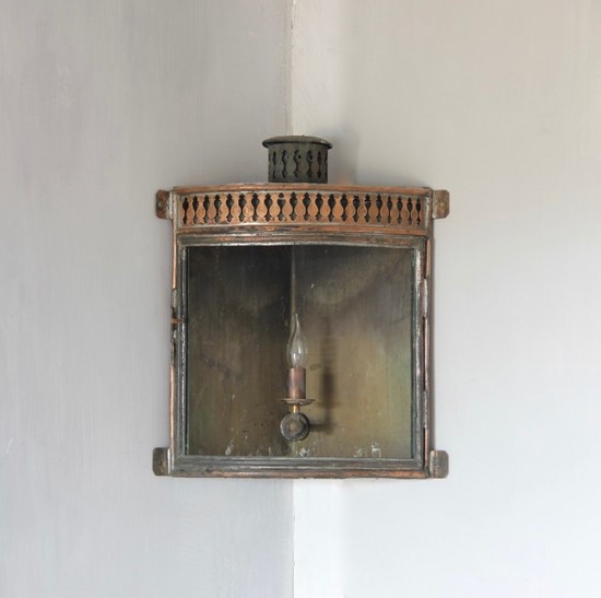A Georgian copper corner lantern