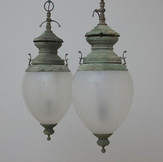 A pair of C19th Italian globe lanterns