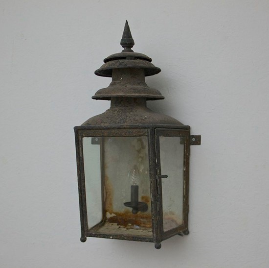 A C19th tole wall lantern