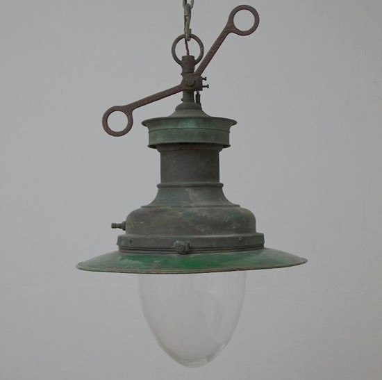A C19th copper station light