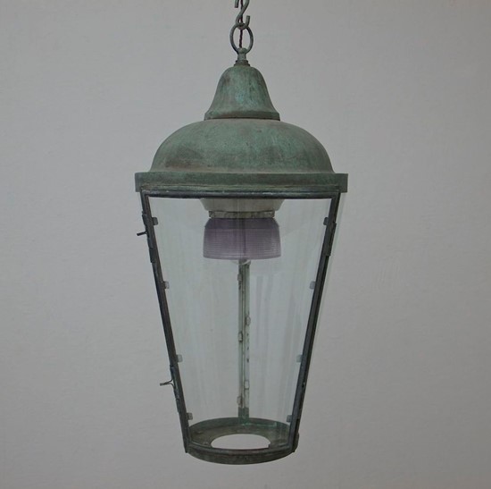 A 1930's cylindrical copper lantern