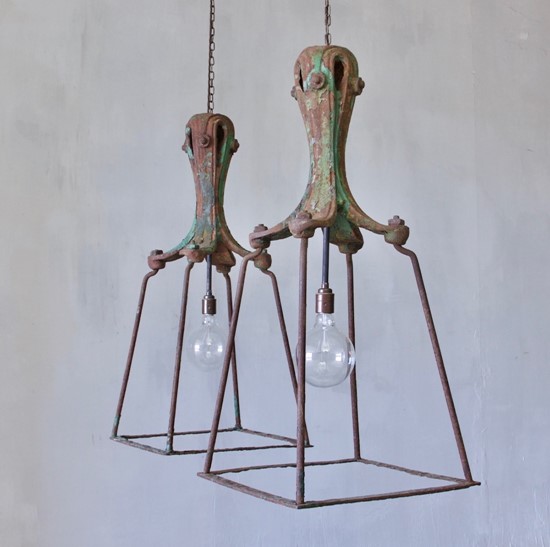 A pair of 19th century cast and wrought iron lanterns