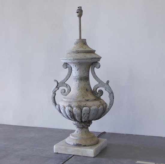 A C19th zinc urn table lamp