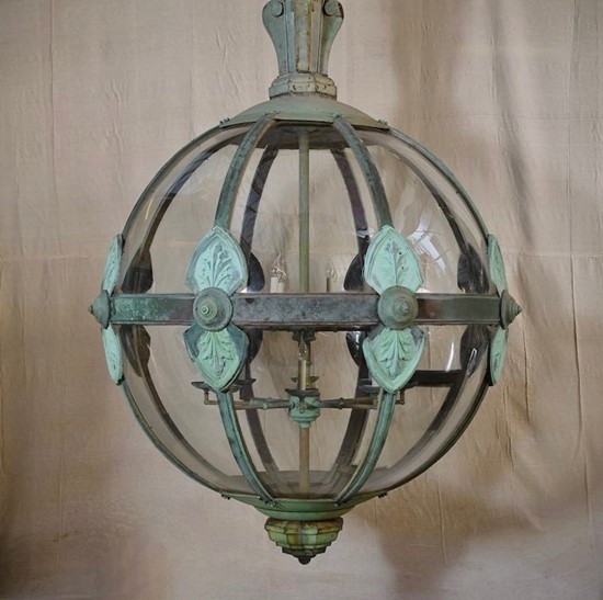 Enormous (2.5m) classical copper globe lantern
